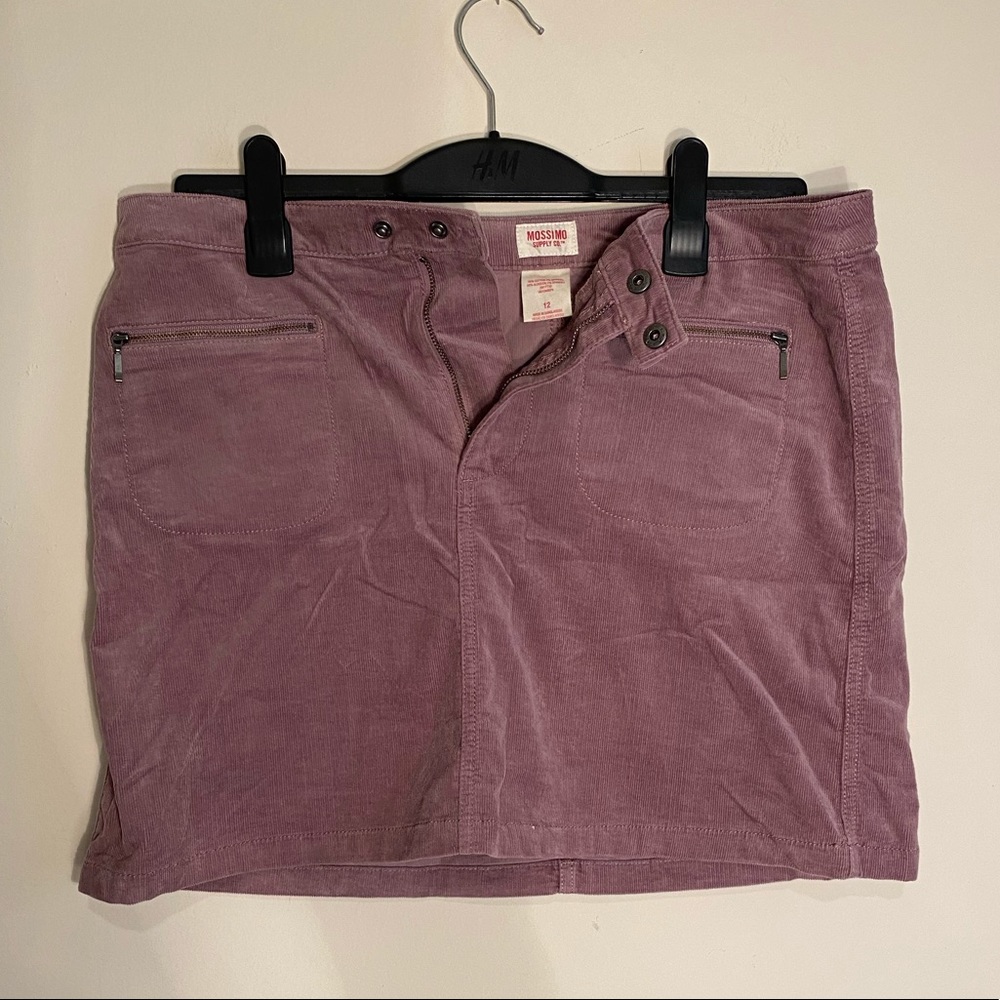 Pink Corduroy Skirt w/ Zipper Details